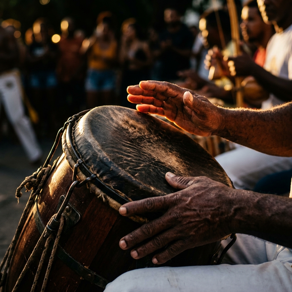 Mãos tocando tambor